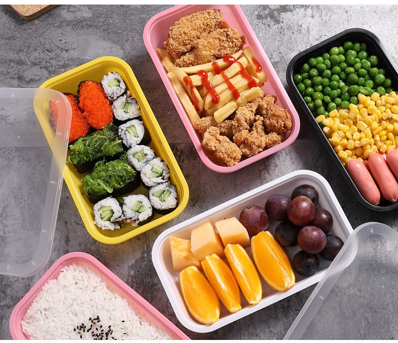 一次性日式打包盒餐盒长方形便当快餐塑料外卖打包盒便当饭盒水果捞加厚带盖