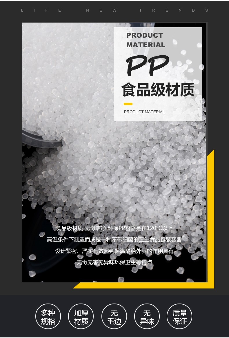 同利 透明一次性圆形打包盒300-4800ml餐盒多规格外卖打包盒透明快餐便当盒饭盒