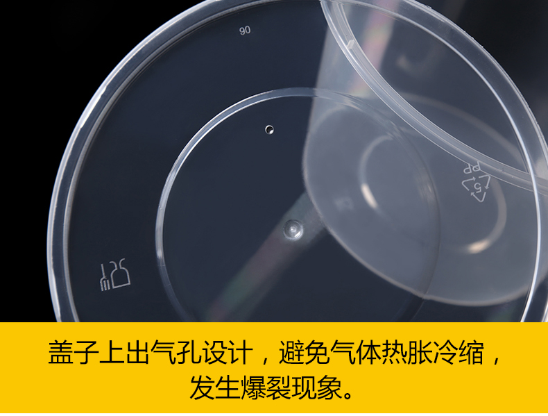 同利 透明一次性圆形打包盒300-4800ml餐盒多规格外卖打包盒透明快餐便当盒饭盒